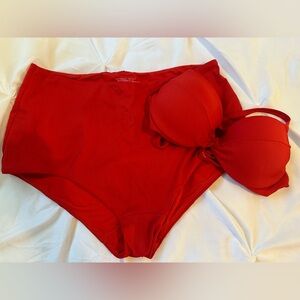 Victoria Secret Red Ribbed Bikini Swim Set